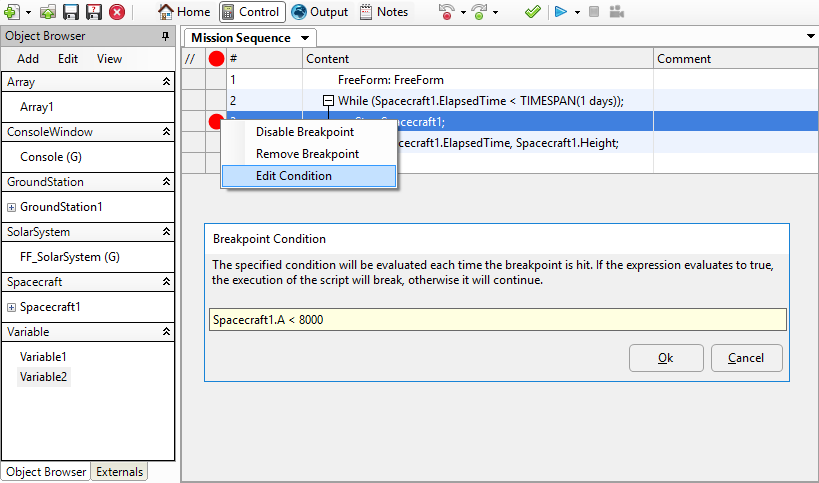 Conditional Breakpoint Editor