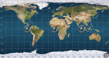 Graphics Overlay displaying an image file at three locations on the equator