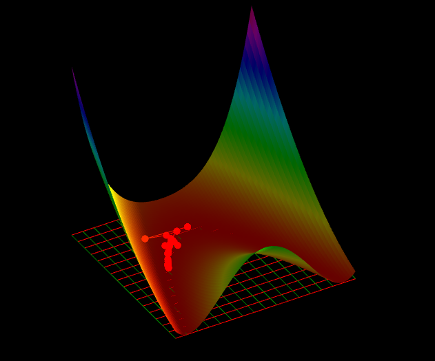 Display of minimum point found in Rosenbrock function