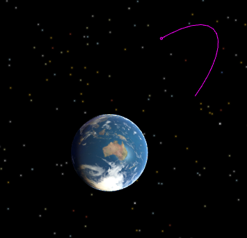 View of final trajectory achieving desired longitude at apogee