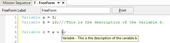 FreeFlyer Descriptions for Variables