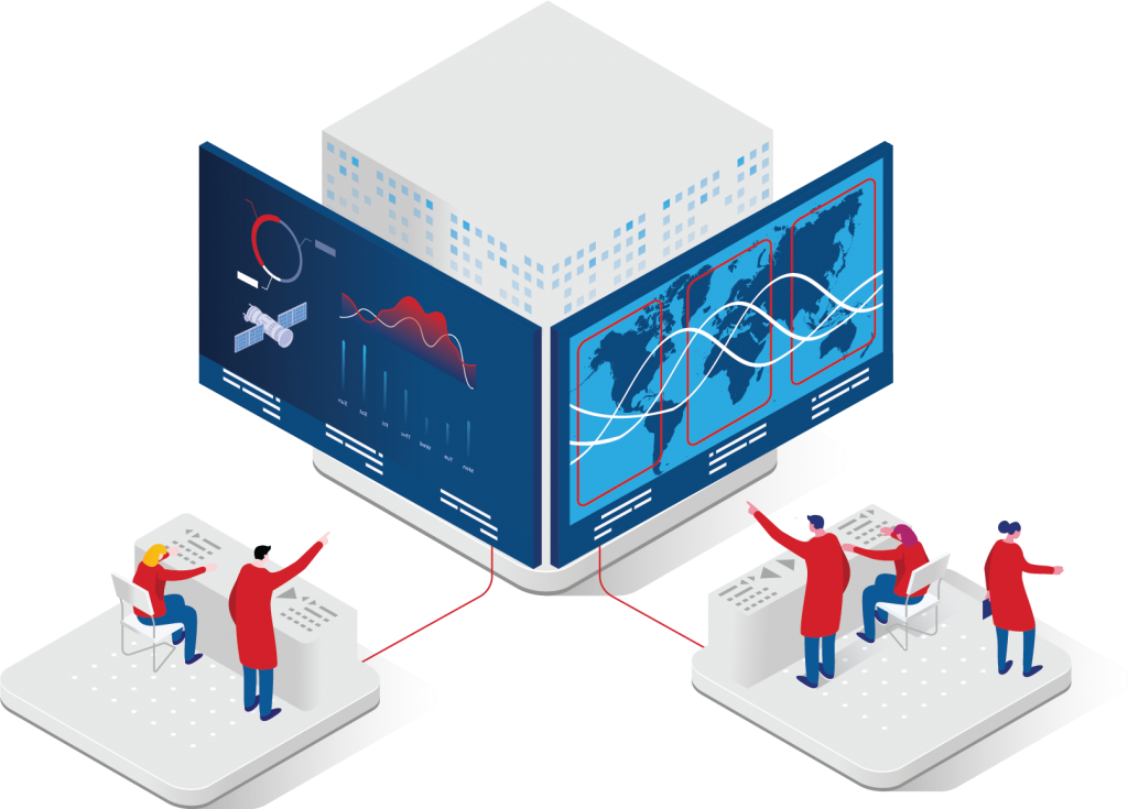 illustration of employees using Atlas Mission Displays